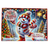 Ice Skating Snowman Christmas Große Geschenktüte (Rückseite)