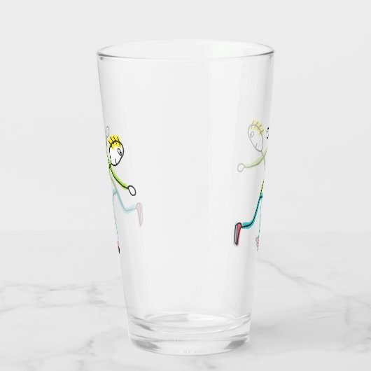 Ice Skating Stickman Glas (Rechts)