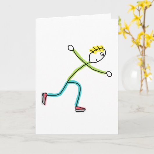 Ice Skating Stickman Karte (Gelbe Blume)
