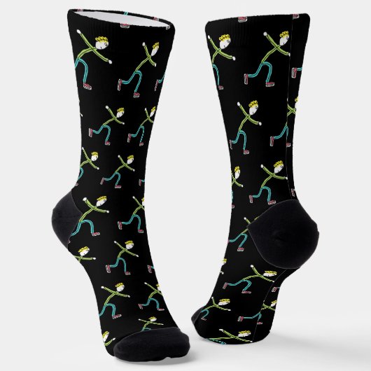 Ice Skating Stickman Socken (Gewinkelt)