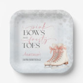 Ice Skating Teen Birthday Pink Bow Pappteller (Vorderseite)