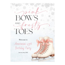 Ice Skating Teen Birthday Welcome Sign - Pink Bow