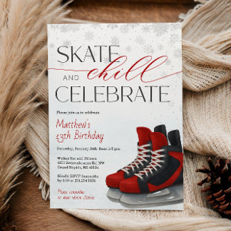 Ice Skating Teen Boy's Hockey Birthday Invitation Einladung