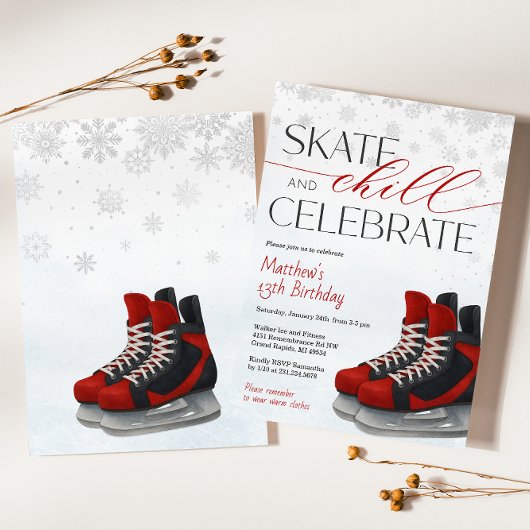Ice Skating Teen Boy's Hockey Birthday Invitation Einladung