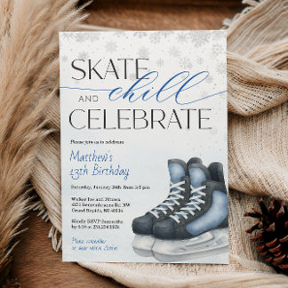 Ice Skating Teen Boy's Hockey Birthday Invitation Einladung
