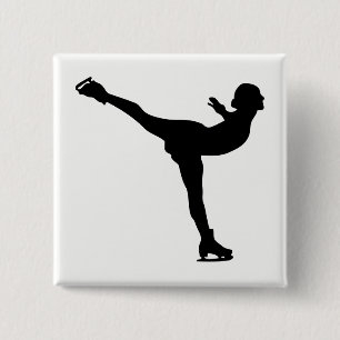Ice Skating Woman Button