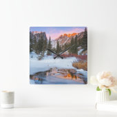 Ice & Snow | Estes Park, Colorado Quadratische Wanduhr (Zuhause)