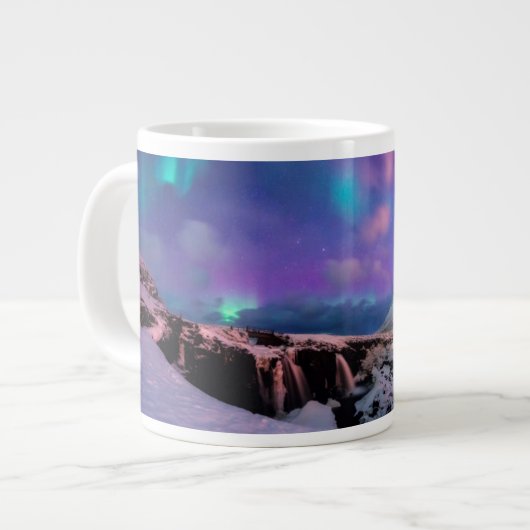 Ice & Snow | Northern Lights, Kirkjufell Mountain Jumbo-Tasse (Vorderseite Links)