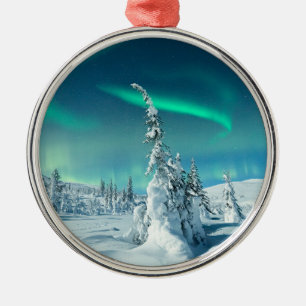Ice & Snow   Northern Lights, Lapland, Finland Ornament Aus Metall
