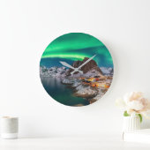 Ice & Snow | Northern Lights, Norway Große Wanduhr (Zuhause)