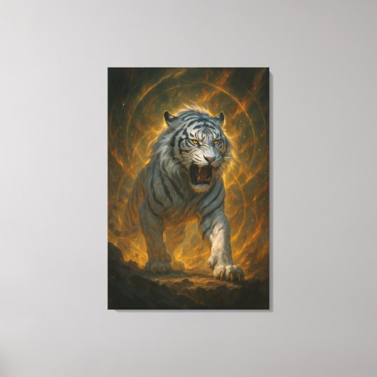 Ice Spirit White Tiger – Mystic Guardian of Calm P Leinwanddruck (Vorderseite)