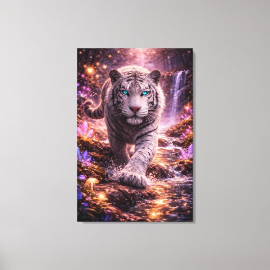 Ice Spirit White Tiger – Mystic Guardian of Calm P Leinwanddruck (Vorderseite)