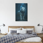 Ice Spirit White Tiger – Mystic Guardian of Calm P Leinwanddruck (Insitu (Schlafzimmer))