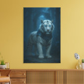 Ice Spirit White Tiger – Mystic Guardian of Calm P Leinwanddruck (Insitu (Wohnzimmer))