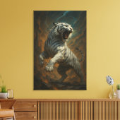 Ice Spirit White Tiger – Mystic Guardian of Calm P Leinwanddruck (Insitu (Wohnzimmer))