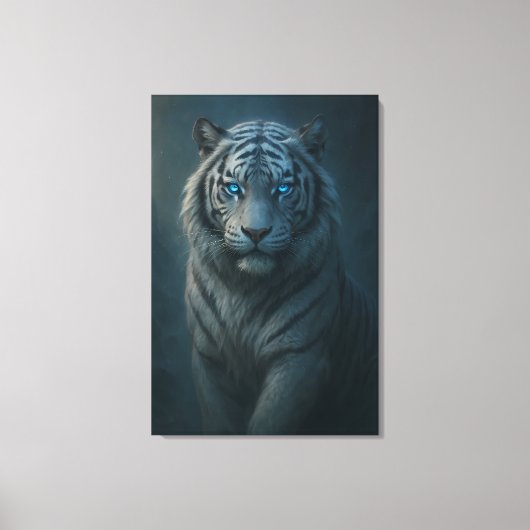 Ice Spirit White Tiger – Mystic Guardian of Calm P Leinwanddruck (Vorderseite)