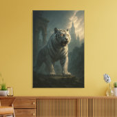 Ice Spirit White Tiger – Mystic Guardian of Calm P Leinwanddruck (Insitu (Wohnzimmer))