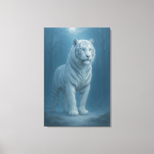 Ice Spirit White Tiger – Mystic Guardian of Calm P Leinwanddruck (Vorderseite)