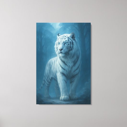Ice Spirit White Tiger – Mystic Guardian of Calm P Leinwanddruck (Vorderseite)