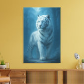 Ice Spirit White Tiger – Mystic Guardian of Calm P Leinwanddruck (Insitu (Wohnzimmer))