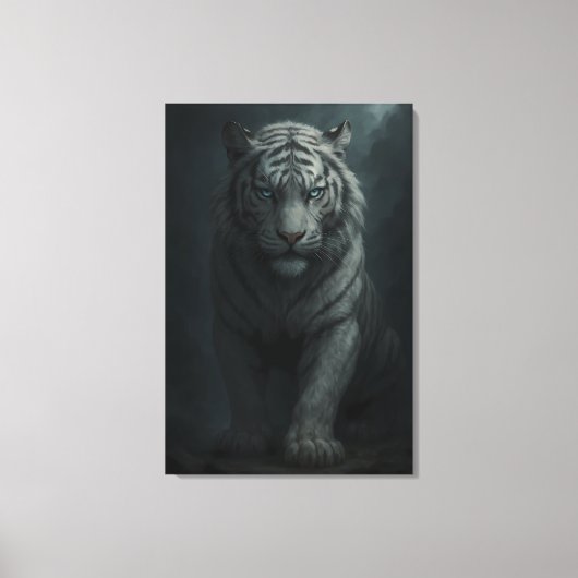 Ice Spirit White Tiger – Mystic Guardian of Calm P Leinwanddruck (Vorderseite)