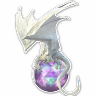 Ice White Dragon Lila Sphere Fantasy Aufkleber