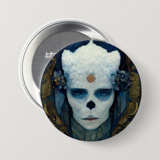 Ice Witch Fantasy Sci-Fi Kunst Button (Vorne & Hinten)