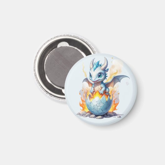 Iceborn Dragon Hatchling Fantasy Magnet (Vorderseite/Rückseite)