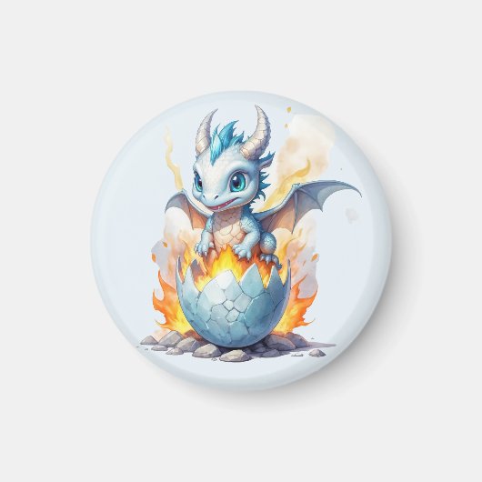 Iceborn Dragon Hatchling Fantasy Magnet (Vorne)