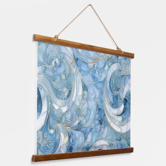 Icebound Fantasy Realm Winter Wandteppich Mit Holzrahmen (Gewinkelt)