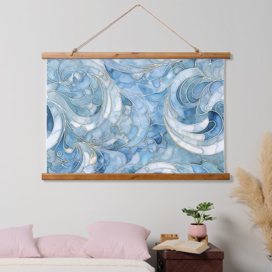 Icebound Fantasy Realm Winter Wandteppich Mit Holzrahmen (Schlafzimmer)