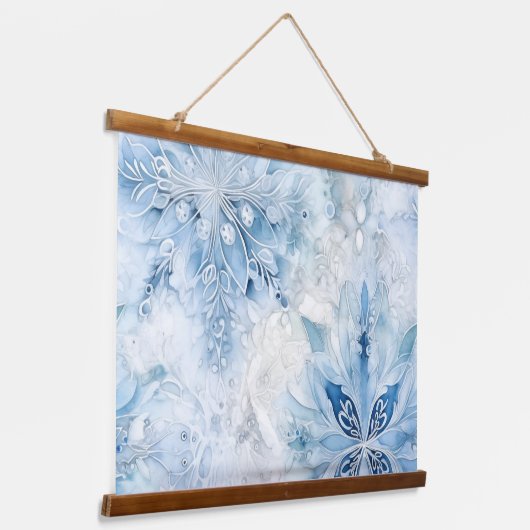 Icebound Fantasy Realm Winter Wandteppich Mit Holzrahmen (Gewinkelt)