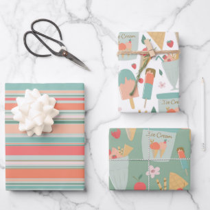 Icecream & Berries Gift Wrap Geschenkpapier Set