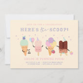 Icecream Birthday Invite Girl, Niedlich Icecream C Einladung (Vorderseite)