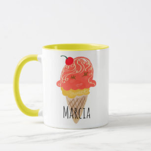 Icecream Curly Hair Kawaii Individuelle Name Tasse