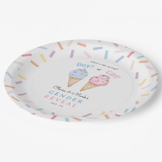 Icecream Gender Reveal Pappteller (Schrägansicht)