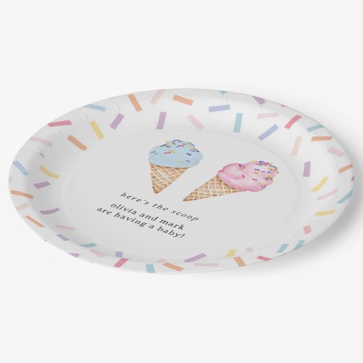 Icecream Gender Reveal Pappteller (Schrägansicht)