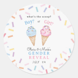 Icecream Gender Reveal Runder Aufkleber