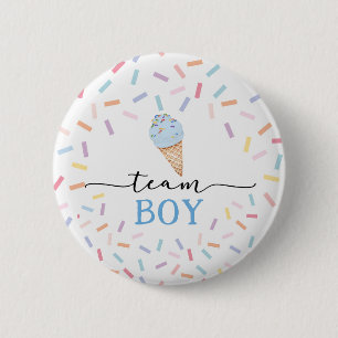 Icecream Gender Reveal Team Boy Button