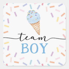 Icecream Gender Reveal Team Boy Quadratischer Aufkleber