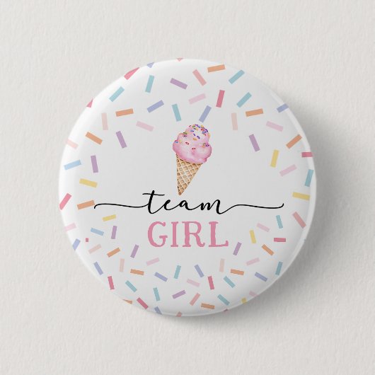Icecream Gender Reveal Team Girl Button (Vorderseite)
