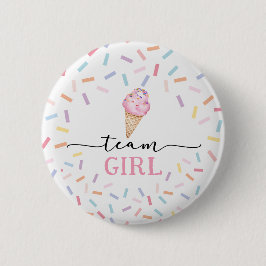 Icecream Gender Reveal Team Girl Button