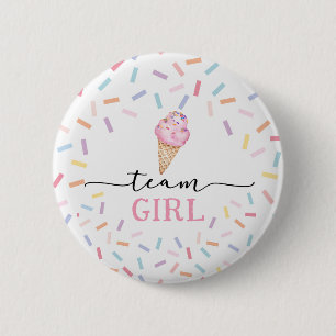 Icecream Gender Reveal Team Girl Button