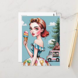 Icecream im Wald mit Sasquatch Postkarte