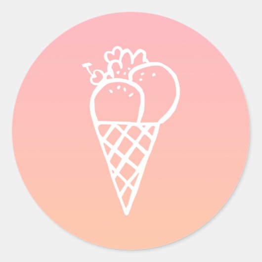 Icecream Kawaii Doodle Pastel Pink Gastgeschenk Runder Aufkleber (Vorderseite)