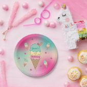 Icecream Parlor Cart Rainbow Glitzer Geburtstag Pappteller (Party)