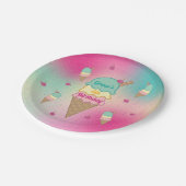 Icecream Parlor Cart Rainbow Glitzer Geburtstag Pappteller (Schrägansicht)