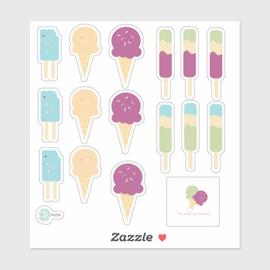 Icecream und Swirl Pop mit Sprinkles Individuelle Aufkleber (Blatt)