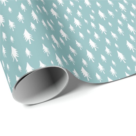Iced Aqua Tiny Trees Holiday Pattern Geschenkpapier (Rolleneckpunkt)