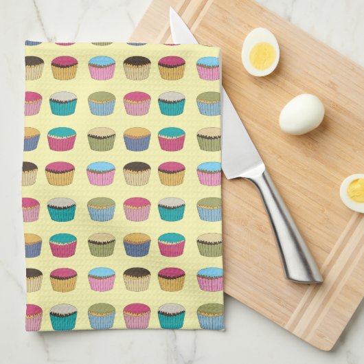 Iced Buns Cupcake Cakes Colorful Muster Geschirrtuch (Viertel Falte)